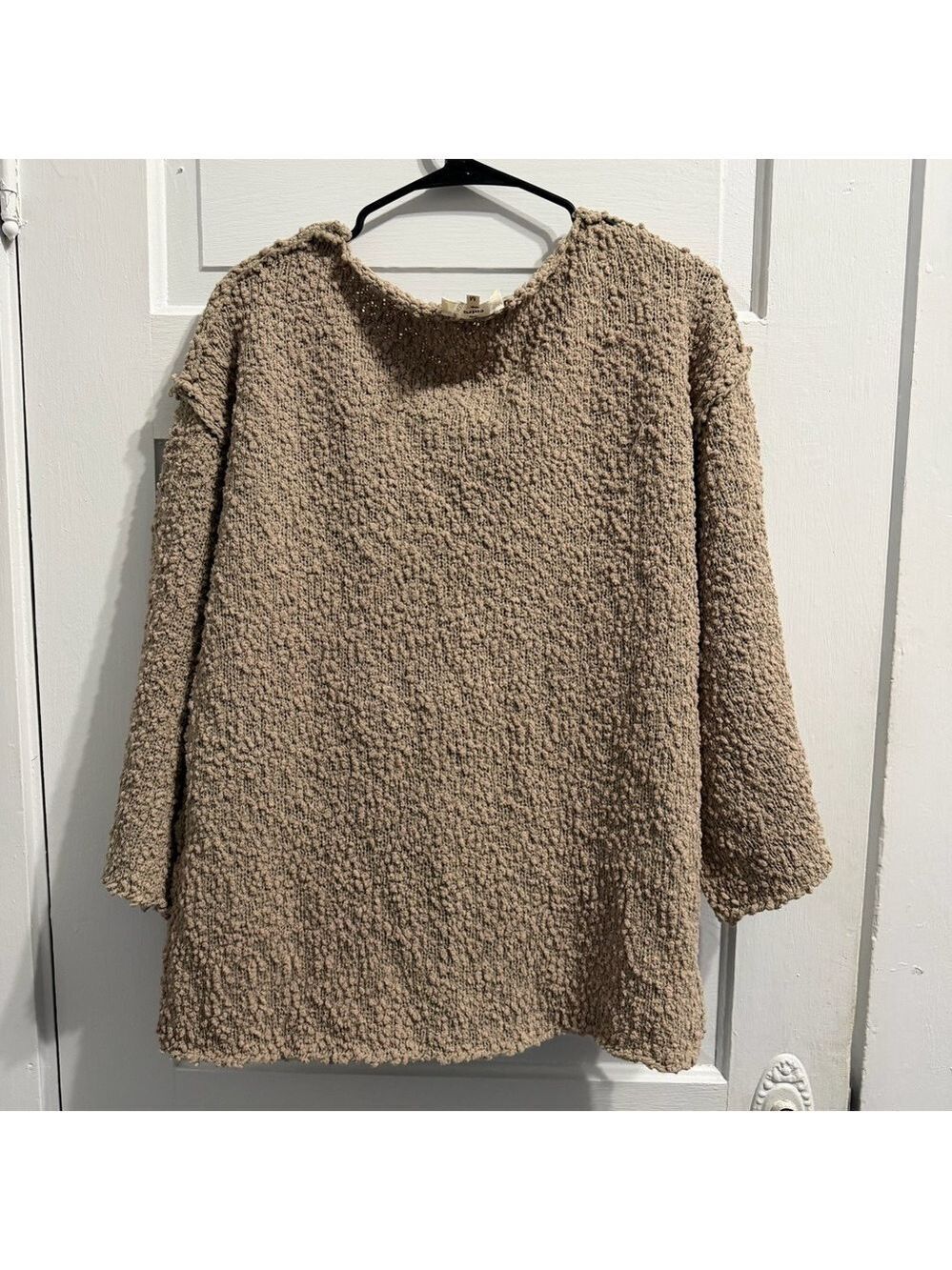 entro Chunky Knit Poncho Style Sweater in Taupe size M - Picture 6 of 7